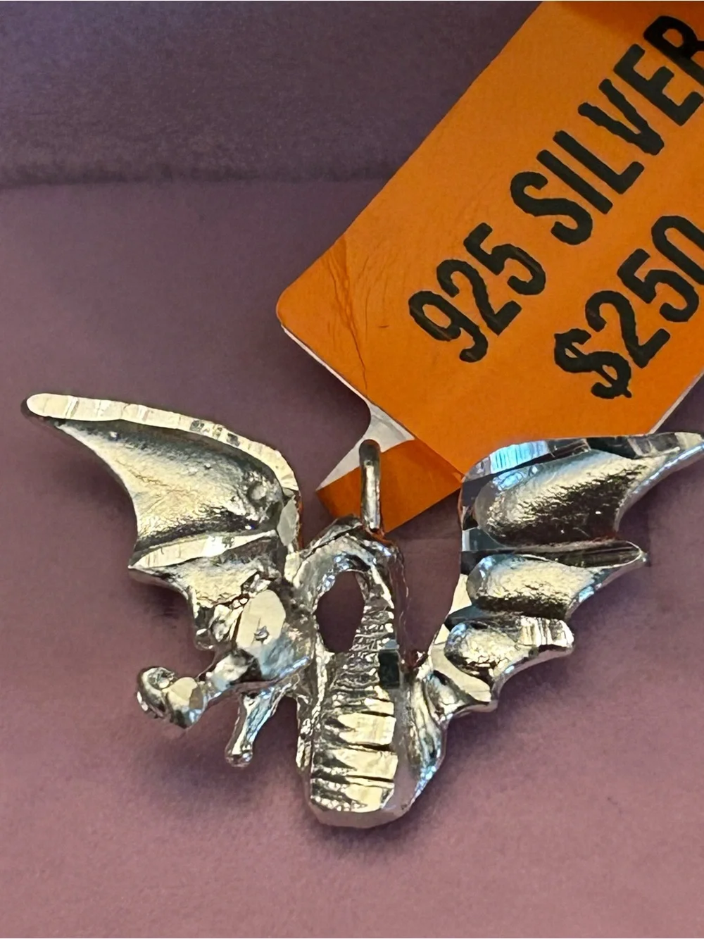 Solid 925 Sterling Silver Dragon 🐉 Pendant with Small Size Bale NWT